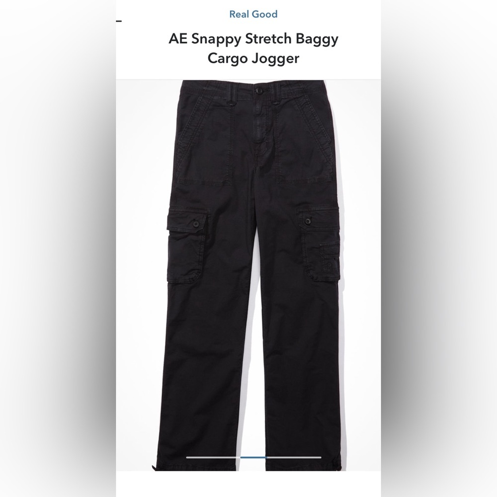 American Eagle Snappy Stretch Baggy Cargo Jogger size 0. Black.
